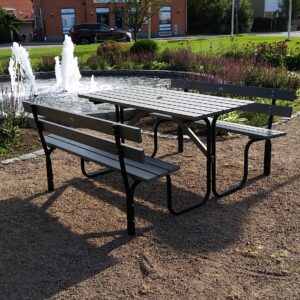 Bänkbord Eden Wood Stålpicknick, 150 cm grålaserad