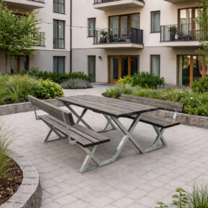 Bänkbord Eden Wood Stella med rygg, Komposit 180 cm