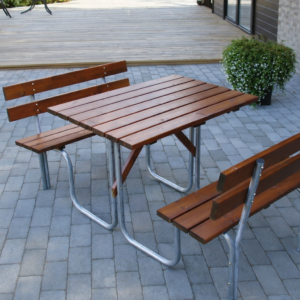 Bänkbord Eden Wood Stålpicknick, 100 cm brunlaserad